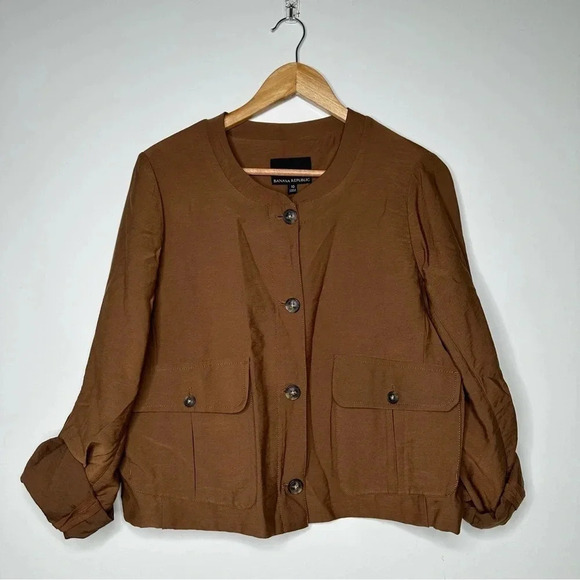 Banana Republic NEW!! Brown Cropped Safari Jacket Size 10 - Picture 3 of 11
